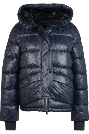Barbour Kurtki, Kobieta, Niebieski, S, Pikowana kurtka z nadrukiem leoparda