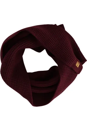 Dolce & Gabbana Akcesoria, Kobieta, Czerwony, ONE SIZE, Kaszmir, Ciemnoczerwony Kaszmirowy Szal z Haftowanym Logo