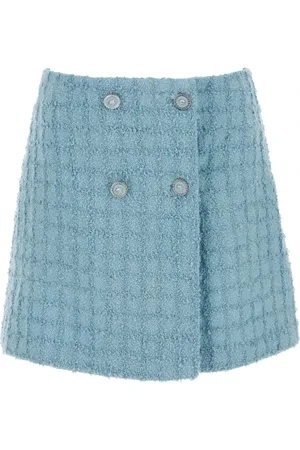 VERSACE Spódnice, Kobieta, Niebieski, S, Jasnoniebieska Boucle Mini Spódnica