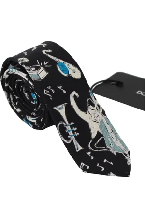 Dolce & Gabbana Akcesoria, Mężczyzna, Czarny, ONE SIZE, Jedwabna Muzyczna Wiazanka Clic - Czarny Motyw Muzyczny