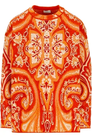 Etro Swetry, Kobieta, Pomarańczowy, S, Wygodny Pomarańczowy Sweter Intarsia