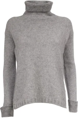 Gran Sasso Swetry, Kobieta, Szary, M, Kaszmir, Sweter o Wysokim Kołnierzu Slim Fit