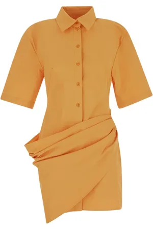 Jacquemus Sukienki, Kobieta, Pomarańczowy, XS, Bawełna, Mini Sukienka w Stylu Camisa
