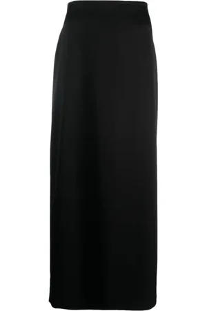Lanvin Spódnice, Kobieta, Czarny, S, Satyna, Czarna satynowa spódnica z wysokim stanem