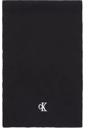 Calvin Klein Akcesoria, Kobieta, Czarny, ONE SIZE, Nylon, Czarny Szalik z Logo