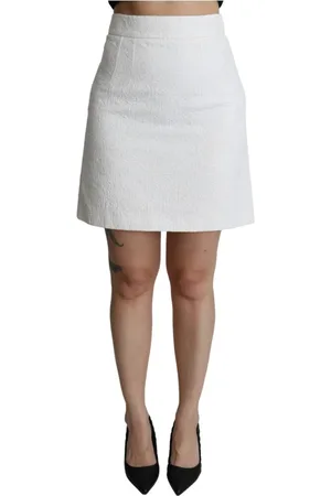 Dolce & Gabbana Spódnice, Kobieta, Biały, M, Krótka spódnica z brokatu