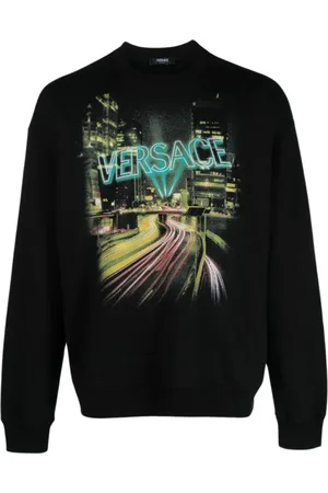 VERSACE Bluzy, Mężczyzna, Czarny, L, Klasyczny sweter z miękkiego materiału