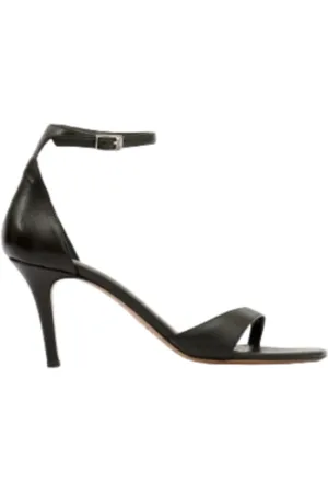 Isabel Marant Buty, Kobieta, Czarny, 37 EU, Skóra, Czarne skórzane sandały na obcasie