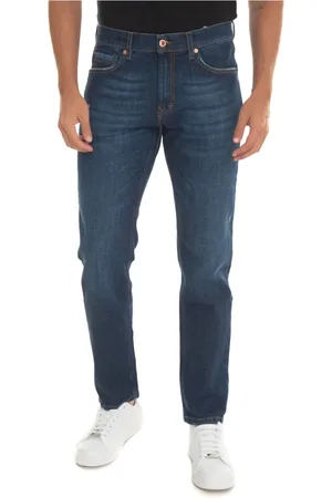 HARMONT&BLAINE Jeansy, Mężczyzna, Niebieski, W40, Denim, Spłukane jeansy z pięcioma kieszeniami