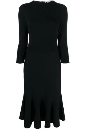 Stella McCartney Sukienki, Kobieta, Czarny, M, Czarna sukienka z logo i okrągłym dekoltem