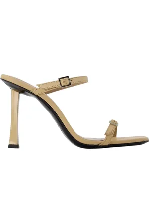 By Far Buty, Kobieta, Beżowy, 39 EU, Kraft Skórzane Mulesy na Obcasie