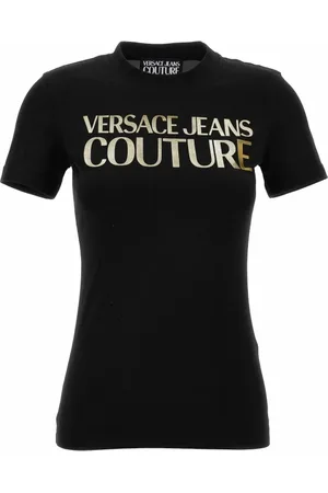 VERSACE Koszulki, Kobieta, Czarny, S, Modna koszulka Versace Jeansy Couture