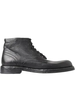 Dolce & Gabbana Buty, Mężczyzna, Czarny, 43 EU, Czarne Skórzane Buty