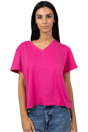 Gran Sasso Koszulki, Kobieta, Różowy, L, T-Shirt z Dekoltem w Szpic