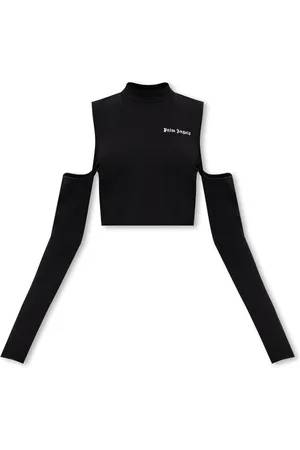 Palm Angels Bluzki, Kobieta, Czarny, M, Bawełna, Krótki Top z Logo
