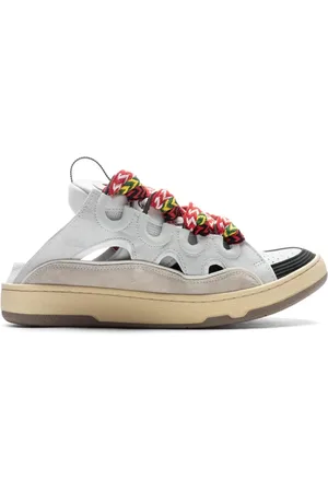Lanvin Buty, Kobieta, Biały, 36 EU, Zamsz, Białe Skórzane Sneakersy z Detalem zamszowym