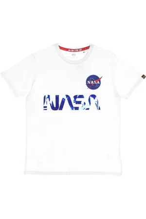 Alpha Industries Koszulki, Mężczyzna, Biały, L, Koszulka Nasa z Efektem Odblaskowym dla Mężczyzn