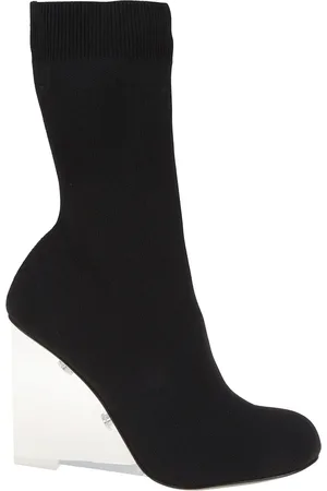 Alexander McQueen Buty, Kobieta, Czarny, 37 1/2 EU, Skóra, Czarne H.Boot Tkanina i Skóra Wedges
