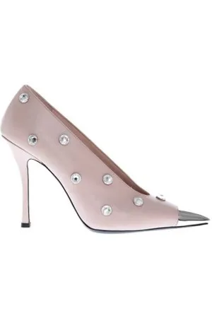 Nº21 Buty, Kobieta, Różowy, 37 EU, Skórzane Szpilki z kryształkami