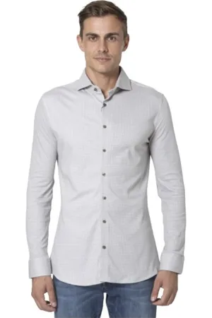 DESOTO Koszule, Mężczyzna, Biały, L, Biała koszula w kratę Luxury Line