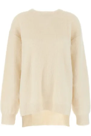 Jil Sander Swetry, Kobieta, Beżowy, S, Wełna, Sweter z okrągłym dekoltem
