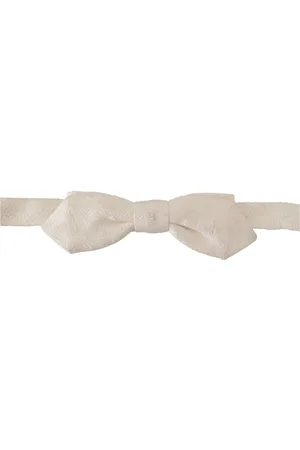 Dolce & Gabbana Akcesoria, Mężczyzna, Biały, ONE SIZE, Biała Jedwabna Muszka - Model Zawiązany - Szerokość 4cm
