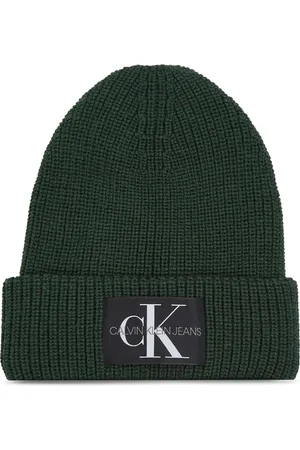 Calvin Klein Akcesoria, Mężczyzna, Zielony, ONE SIZE, Monogram Beanie