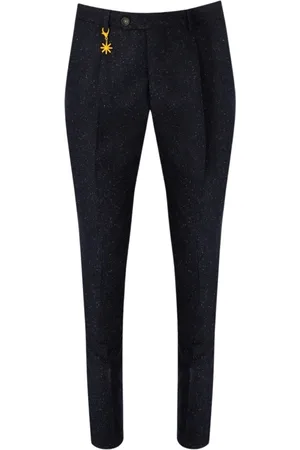 Manuel Ritz Spodnie, Mężczyzna, Niebieski, L, Spodnie Slim Fit w Melanżowym Niebieskim Kolorze z Podszewką w Paisley