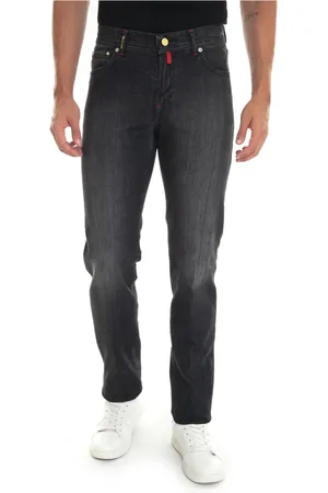 Kiton Jeansy, Mężczyzna, Czarny, W40, Bawełna, Vintage Slim-Fit Stone Washed Jeansy