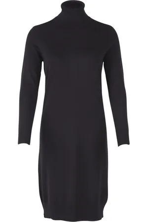 Saint Tropez Sukienki, Kobieta, Czarny, 2XL, Stylowa Dzianinowa Sukienka z Wysokim Kołnierzem w Kolorze Czarnym