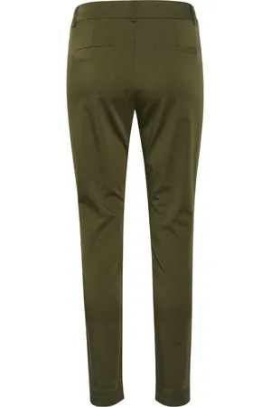 Kaffe Spodnie, Kobieta, brązowy, L, Bawełna, Slim-fit Trousers