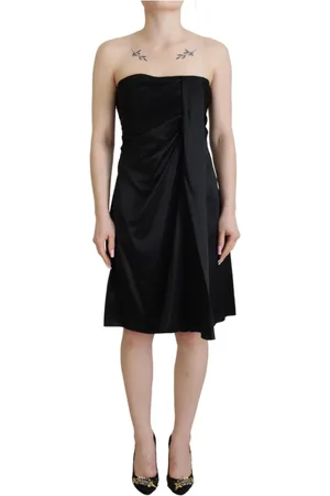 Dolce & Gabbana Sukienki, Kobieta, Czarny, L, Czarna Sukienka Bez Rękawów z Logo