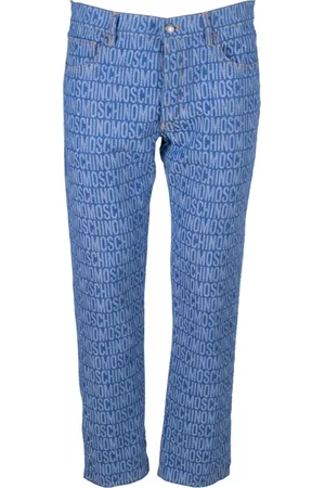 Moschino Jeansy, Mężczyzna, Niebieski, M, Denim, Logo Denim Spodnie