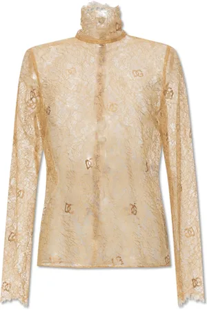 Dolce & Gabbana Bluzki, Kobieta, Beżowy, S, Koronkowy top