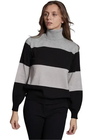 KANGRA CASHMERE Swetry, Kobieta, Czarny, L, Len, Turtlenecks