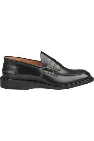 TRICKERS Buty, Mężczyzna, Czarny, 41 EU, Skóra, Klasyczne Penny Mokasynyy z Czarną Skórą