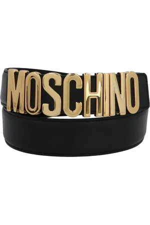 Moschino Akcesoria, Mężczyzna, Żółty, L, Złoty Metalowy Pasek z Logo