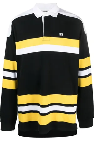 WALES BONNER Koszulki, Mężczyzna, Czarny, L, Riff Polo Shirt z Organicznego Bawełny