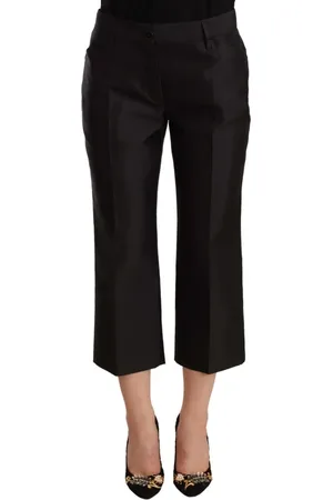 Dolce & Gabbana Spodnie, Kobieta, Czarny, S, Czarne Spodnie z Flared Nogawkami z Jedwabiu