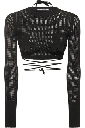 ANDREA ADAMO Koszulki, Kobieta, Czarny, S, Long Sleeve Tops