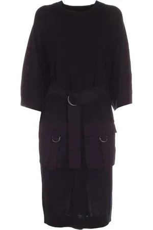 DKNY Sukienki, Kobieta, Czarny, M, Kaszmir, Sukienka SLV z paskiem