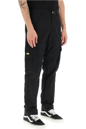 MARCELO BURLON Spodnie, Mężczyzna, Czarny, S, Nylon, Czarne nylonowe spodnie
