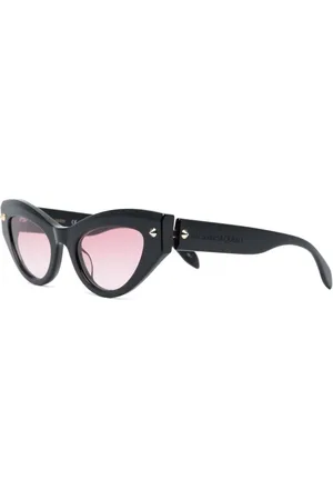 Alexander McQueen Akcesoria, Kobieta, Czarny, ONE SIZE, Czarne Okulary w Kształcie Kocich Oczu