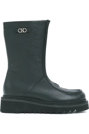 Salvatore Ferragamo Buty, Kobieta, Czarny, 40 EU, Czarne Skórzane Botki z Futrem