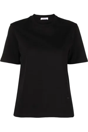 Salvatore Ferragamo Koszulki, Kobieta, Czarny, S, Bawełna, Czarna bawełniana koszulka z nadrukiem logo