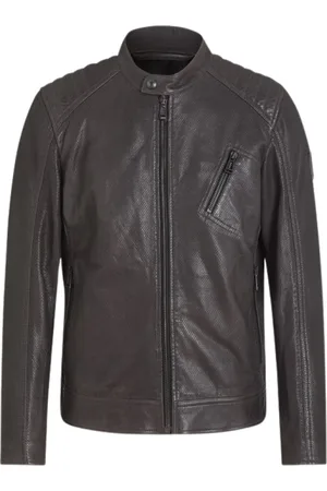 Belstaff Kurtki, Mężczyzna, Szary, M, Szara Kurtka skórzana dla Mężczyzn