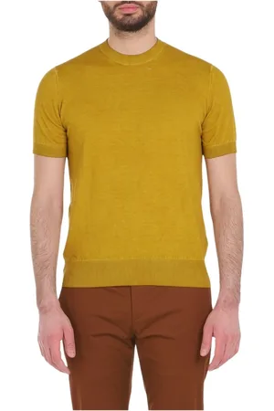 Paolo Pecora Koszulki, Mężczyzna, Żółty, L, T-shirt w Filo Slavata