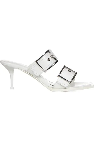 Alexander McQueen Buty, Kobieta, Biały, 37 EU, Białe mules na obcasie z regulowanymi paskami