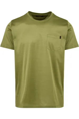 MOORER Koszulki, Mężczyzna, Zielony, M, Bawełniane T-shirty i Pola