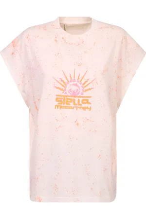 Stella McCartney Koszulki, Kobieta, Różowy, S, Bawełna, Koszulka bez rękawów z nadrukiem logo
